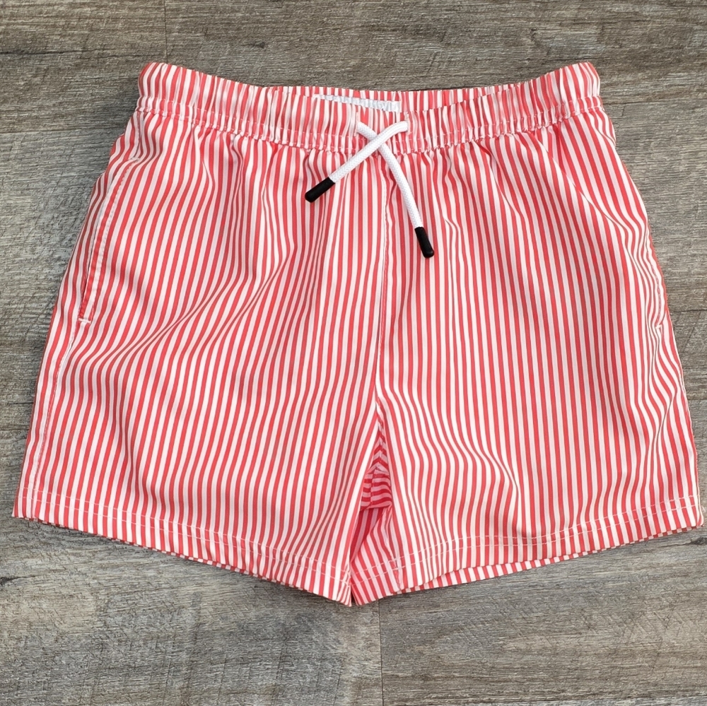 Boys Striped Swim Trunks